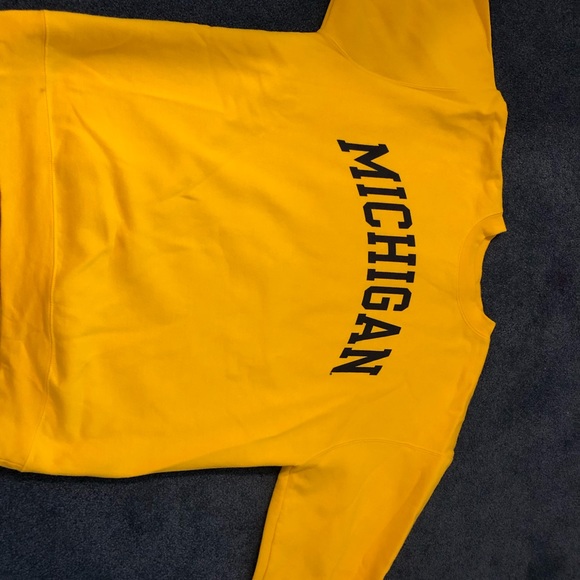 yellow sweatshirt with Michigan in blue - Picture 1 of 2